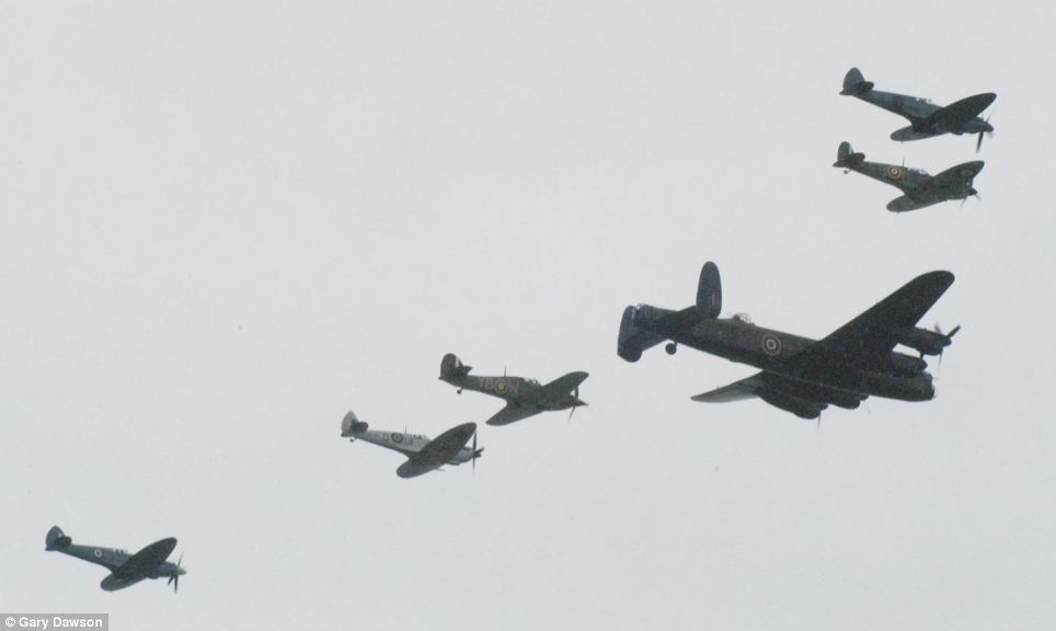 The pride of Britain: The vintage planes - all powered by classic World War Two Merlin engines - roar across the London sky
